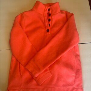 J.Crew Fleece Pullover Womens Small Pink Coral Snap Neck Sweatshirt
